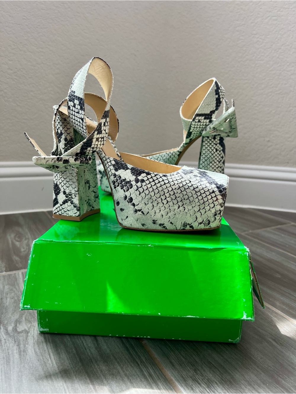 Bottega Veneta Python Blue Bluette Platform Heels 37.5